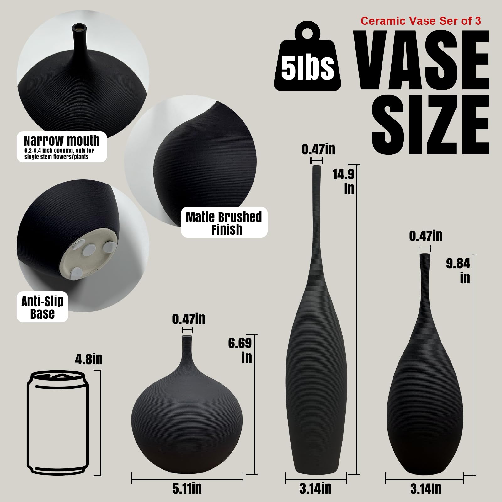 Decovlog Ceramic Vases Modern Boho Vases for Centerpiece Matte Minimalist Home Decor